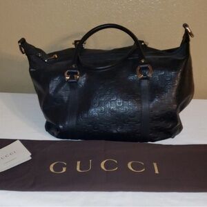 GUCCI Horsebit Leather Boston Bag